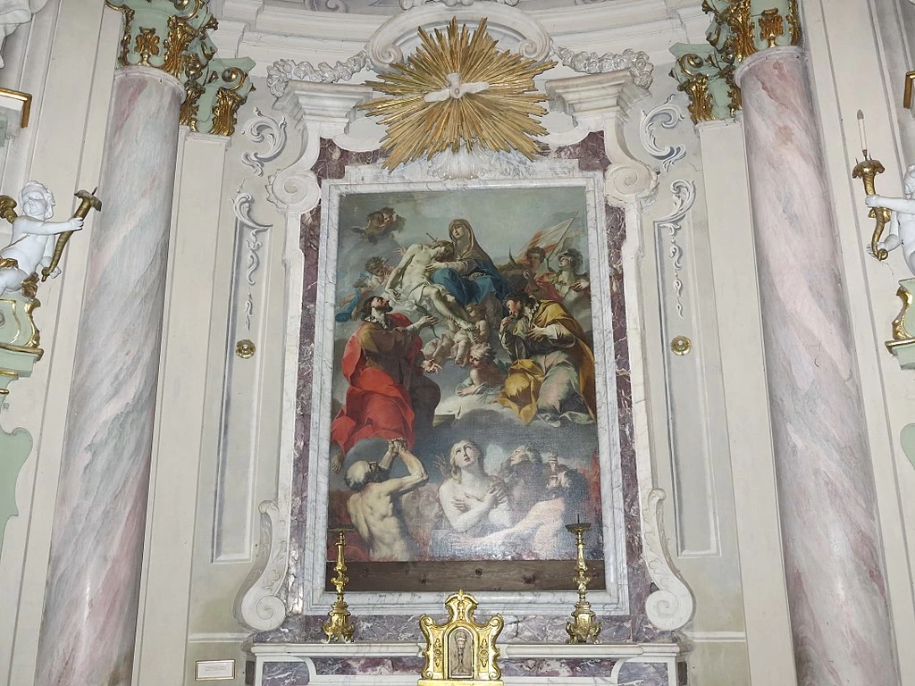 Vergine Addolorata col Divin Figlio in grembo e santi - Oratorio di Nostra Donna a Pontremoli